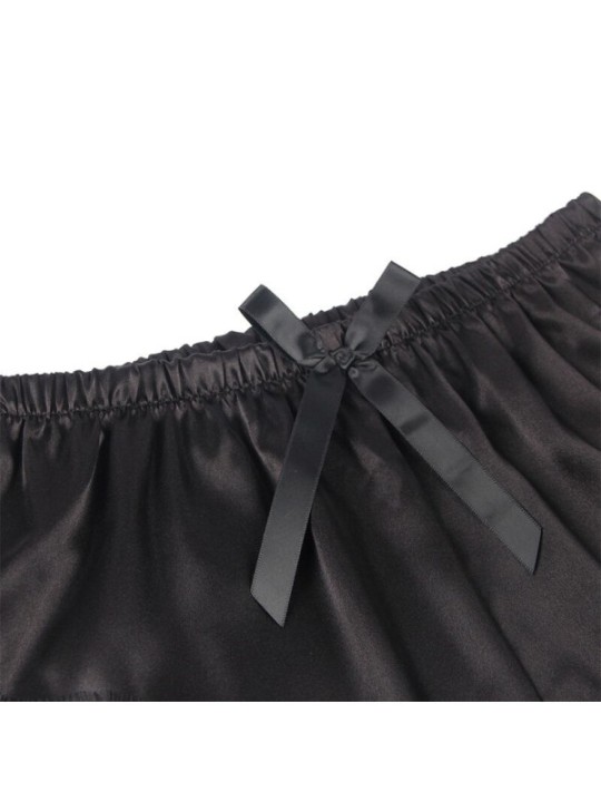 SUBBLIME - 953942 CHEMISE DE NUIT DÉCONTRACTÉE EN SOIE + PANTALON EN DENTELLE NOIR L/XL