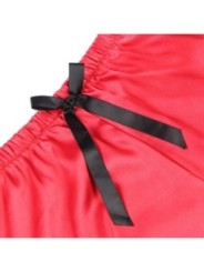 SUBBLIME - 953959 CHEMISE DE NUIT DÉCONTRACTÉE EN SOIE + PANTALON EN DENTELLE NOIR/ROUGE S/M