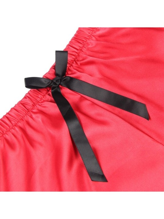 SUBBLIME - 953959 CHEMISE DE NUIT DÉCONTRACTÉE EN SOIE + PANTALON EN DENTELLE NOIR/ROUGE S/M