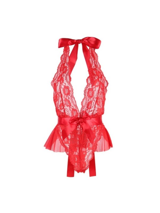 SUBBLIME - 953973 BODY SEXY A VOLANTS + CEINTURE ROUGE S/M