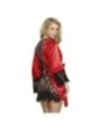 SUBBLIME - 954024 CARACO DOS TRANSPARENT EN DENTELLE + STRING ROUGE/NOIR L/XL