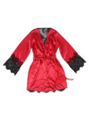SUBBLIME - 954024 CARACO DOS TRANSPARENT EN DENTELLE + STRING ROUGE/NOIR L/XL
