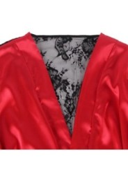SUBBLIME - 954024 CARACO DOS TRANSPARENT EN DENTELLE + STRING ROUGE/NOIR L/XL