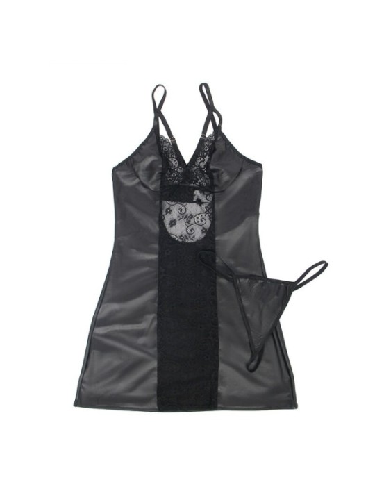 SUBBLIME - 954178 ROBE + STRING CUIR NOIR L/XL