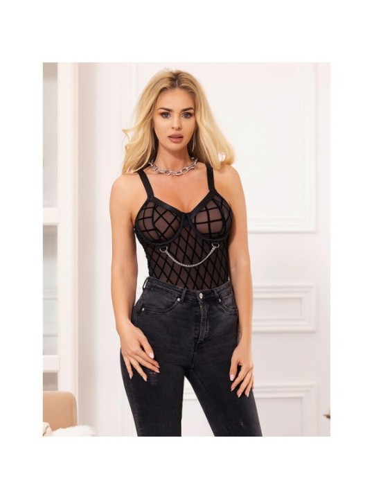 SUBBLIME - 9542277 BODY AVEC CHAÎNES + PORTE-JARRETELLES NOIR L/XL
