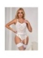 SUBBLIME - 954284 BODY AVEC CHAÎNES + PORTE-JARRETELLES BLANC S/M