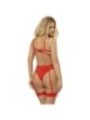 SUBBLIME - 954338 SOUTIEN-GORGE + STRING + PORTE-JARRETELLES IMPRIMÉ COEUR ROUGE L/XL
