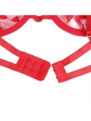 SUBBLIME - 954338 SOUTIEN-GORGE + STRING + PORTE-JARRETELLES IMPRIMÉ COEUR ROUGE L/XL
