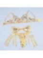 SUBBLIME - 954345 SOUTIEN-GORGE + STRING + PORTE-JARRETELLES MOTIF FLORAL JAUNE S/M