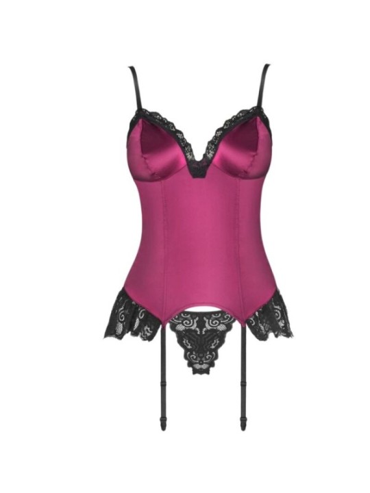 LIVCO CORSETTI FASHION - AGRAFENA CF 90436 CORSET + STRING BORDEAUX S/M