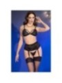 CHILIROSE - CR 4728 ENSEMBLE SOUTIEN-GORGE + STRING + BAS NOIR L