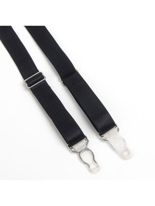 SUBBLIME - 955236 ENSEMBLE SOUTIEN-GORGE BONDAGE NOIR AVEC JARRETELLE S/M