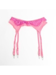 SUBBLIME - 955366 ENSEMBLE SOUTIEN-GORGE AVEC LIGNES DE DENTELLE ET JARRETELLES ROSE ET VIOLET L/XL
