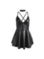SUBBLIME - 955380 ROBE À BRETELLES EN CUIR NOIR L/XL
