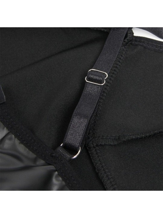 SUBBLIME - 955380 ROBE À BRETELLES EN CUIR NOIR L/XL