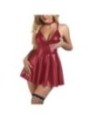 SUBBLIME - 955403 ROBE À BRETELLES EN CUIR BORDEAUX L/XL