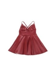 SUBBLIME - 955403 ROBE À BRETELLES EN CUIR BORDEAUX L/XL