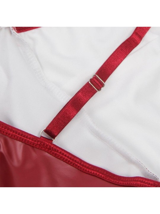 SUBBLIME - 955403 ROBE À BRETELLES EN CUIR BORDEAUX L/XL