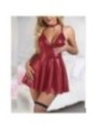 SUBBLIME - 955403 ROBE À BRETELLES EN CUIR BORDEAUX L/XL