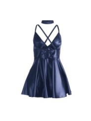 SUBBLIME - 955410 ROBE À BRETELLES EN CUIR BLEU S/M
