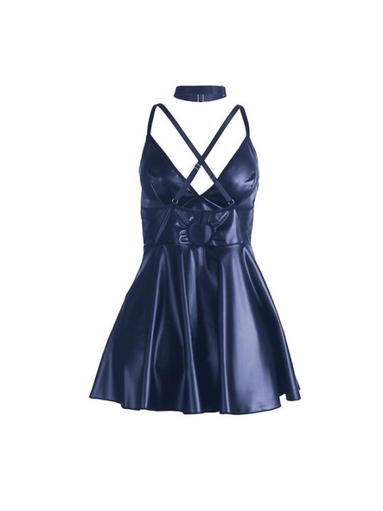 SUBBLIME - 955410 ROBE À BRETELLES EN CUIR BLEU S/M