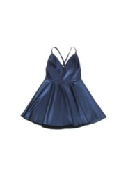 SUBBLIME - 955410 ROBE À BRETELLES EN CUIR BLEU S/M