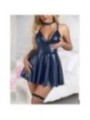 SUBBLIME - 955410 ROBE À BRETELLES EN CUIR BLEU S/M