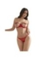SUBBLIME - 955519 ENSEMBLE SOUTIEN-GORGE AVEC CHAÎNES ET COEUR EN MAILLE ROUGE S/M