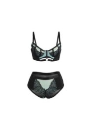 SUBBLIME - 955557 ENSEMBLE SOUTIEN-GORGE EN CUIR VERNI VERT AVEC FERMETURE ÉCLAIR S/M