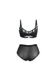 SUBBLIME - 955557 ENSEMBLE SOUTIEN-GORGE EN CUIR VERNI VERT AVEC FERMETURE ÉCLAIR S/M