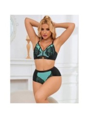 SUBBLIME - 955557 ENSEMBLE SOUTIEN-GORGE EN CUIR VERNI VERT AVEC FERMETURE ÉCLAIR S/M