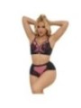 SUBBLIME - 955588 ENSEMBLE SOUTIEN-GORGE EN CUIR VERNI ROSE AVEC FERMETURE ÉCLAIR L/XL