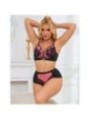 SUBBLIME - 955588 ENSEMBLE SOUTIEN-GORGE EN CUIR VERNI ROSE AVEC FERMETURE ÉCLAIR L/XL