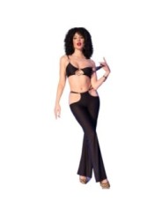 CHILIROSE - CR 4851 ENSEMBLE TOP ET LEGGINGS NOIRS AVEC ACCESSOIRES DORÉS M