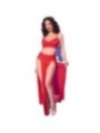 CHILIROSE - CR 4850 ENSEMBLE TOP ET LEGGINGS ROUGE AVEC ACCESSOIRES DORÉS L