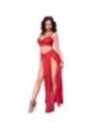 CHILIROSE - CR 4850 ENSEMBLE TOP ET LEGGINGS ROUGE AVEC ACCESSOIRES DORÉS L