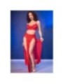 CHILIROSE - CR 4850 ENSEMBLE TOP ET LEGGINGS ROUGE AVEC ACCESSOIRES DORÉS L