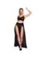 CHILIROSE - CR 4672 JUPE TOP NOIRE ET STRING AVEC CHAÎNES DORÉ XL