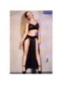CHILIROSE - CR 4672 JUPE TOP NOIRE ET STRING AVEC CHAÎNES DORÉ XL