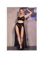 CHILIROSE - CR 4672 JUPE TOP NOIRE ET STRING AVEC CHAÎNES DORÉ XL