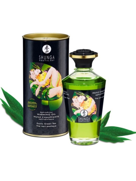 SHUNGA - HUILE DE MASSAGE EFFET CHALEUR AU THÉ VERT BIO 100 ML