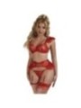 SUBBLIME - 957506 ENSEMBLE SOUTIEN-GORGE ET JARRETELLE EN DENTELLE ROUGE S/M