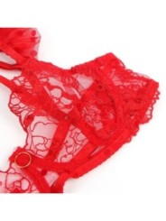 SUBBLIME - 957506 ENSEMBLE SOUTIEN-GORGE ET JARRETELLE EN DENTELLE ROUGE S/M