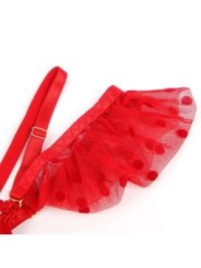 SUBBLIME - 957506 ENSEMBLE SOUTIEN-GORGE ET JARRETELLE EN DENTELLE ROUGE S/M