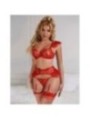 SUBBLIME - 957506 ENSEMBLE SOUTIEN-GORGE ET JARRETELLE EN DENTELLE ROUGE S/M