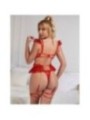 SUBBLIME - 957506 ENSEMBLE SOUTIEN-GORGE ET JARRETELLE EN DENTELLE ROUGE S/M