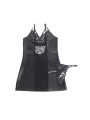 SUBBLIME - 957537 ROBE EN CUIR AVEC DENTELLE FLORALE NOIRE L/XL