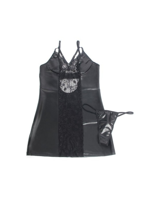 SUBBLIME - 957537 ROBE EN CUIR AVEC DENTELLE FLORALE NOIRE L/XL