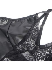 SUBBLIME - 957537 ROBE EN CUIR AVEC DENTELLE FLORALE NOIRE L/XL