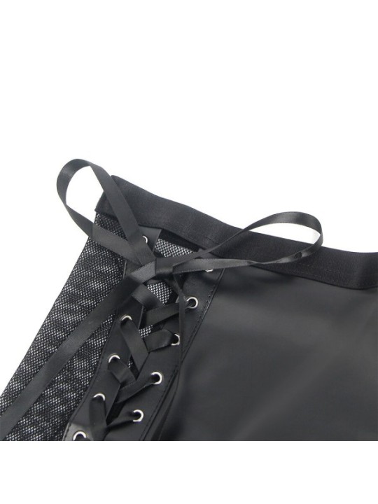 SUBBLIME - 957582 ENSEMBLE SOUTIEN-GORGE ET JUPE EN CUIR NOIR S/M